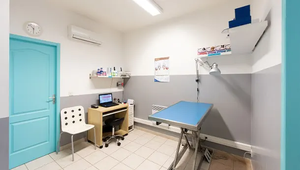 Salle de consultation cabinet vétérinaire Pezenas vet à Roujan